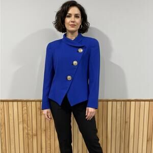Vintage George Simonton Sculptural Avant-Garde Cobalt Blue Blazer Jacket 12